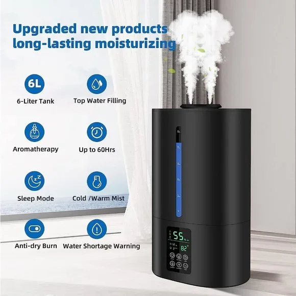 6L Humidifiers for Bedroom Large Room Home, Cool and Warm for Baby - Picture 4 of 9